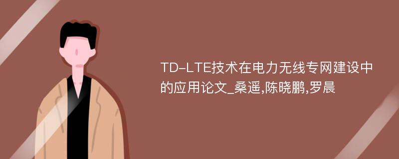 TD-LTE技术在电力无线专网建设中的应用论文_桑遥,陈晓鹏,罗晨