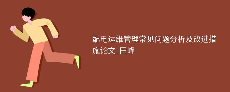 配电运维管理常见问题分析及改进措施论文_田峰