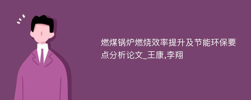 燃煤锅炉燃烧效率提升及节能环保要点分析论文_王康,李翔