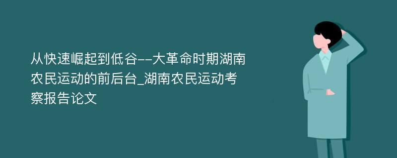 从快速崛起到低谷--大革命时期湖南农民运动的前后台_湖南农民运动考察报告论文