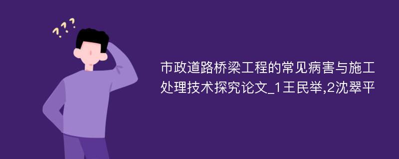 市政道路桥梁工程的常见病害与施工处理技术探究论文_1王民举,2沈翠平