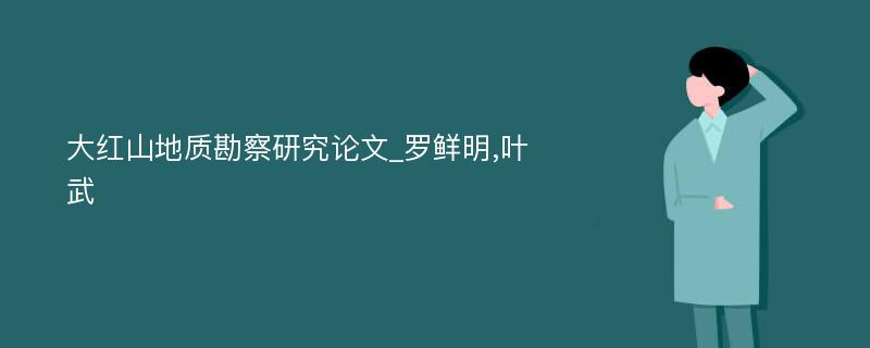 大红山地质勘察研究论文_罗鲜明,叶武