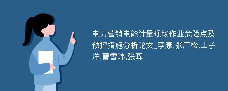 电力营销电能计量现场作业危险点及预控措施分析论文_李康,张广松,王子洋,曹雪玮,张晖