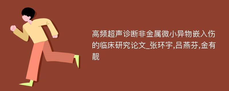 高频超声诊断非金属微小异物嵌入伤的临床研究论文_张环宇,吕燕芬,金有靓