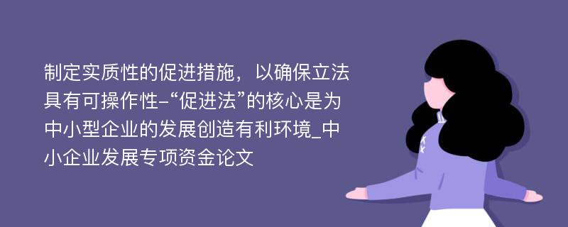 制定实质性的促进措施，以确保立法具有可操作性-“促进法”的核心是为中小型企业的发展创造有利环境_中小企业发展专项资金论文