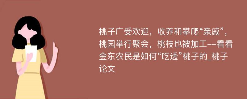 桃子广受欢迎，收养和攀爬“亲戚”，桃园举行聚会，桃枝也被加工--看看金东农民是如何“吃透”桃子的_桃子论文