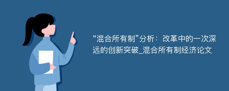 “混合所有制”分析：改革中的一次深远的创新突破_混合所有制经济论文