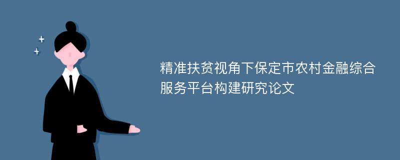 精准扶贫视角下保定市农村金融综合服务平台构建研究论文