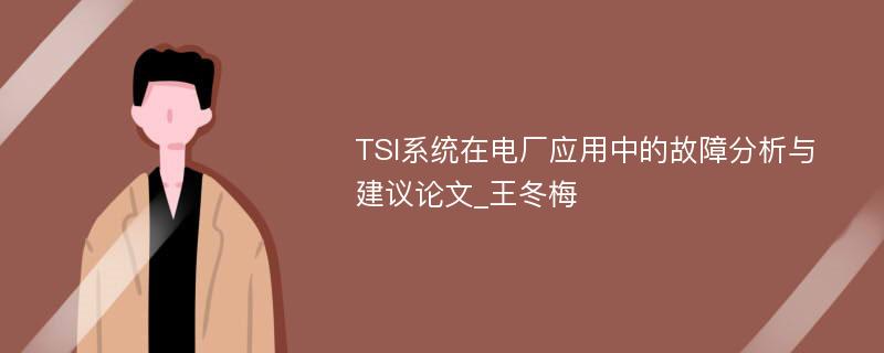 TSI系统在电厂应用中的故障分析与建议论文_王冬梅