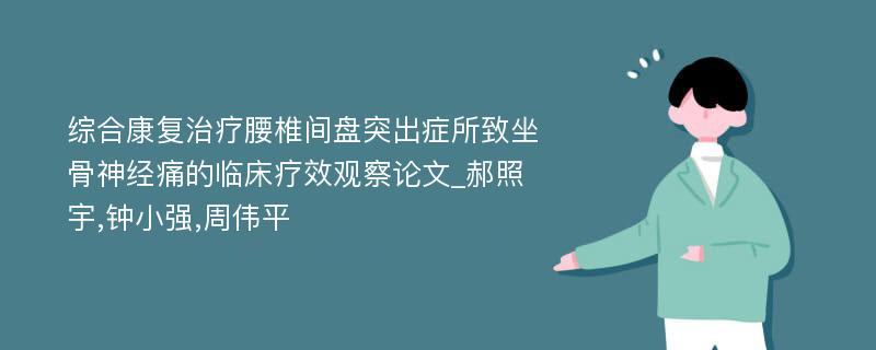 综合康复治疗腰椎间盘突出症所致坐骨神经痛的临床疗效观察论文_郝照宇,钟小强,周伟平