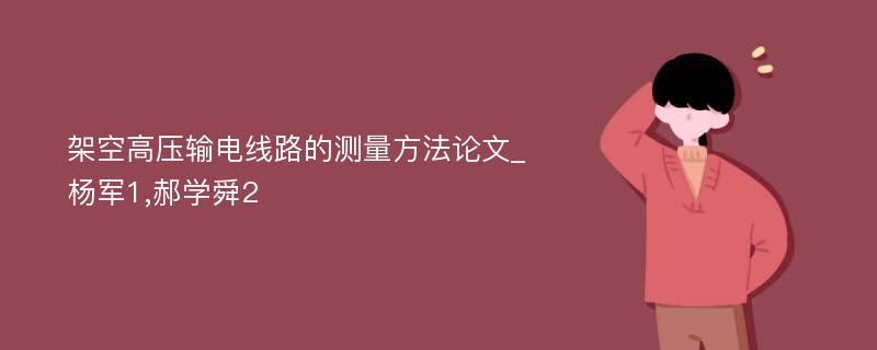 架空高压输电线路的测量方法论文_杨军1,郝学舜2