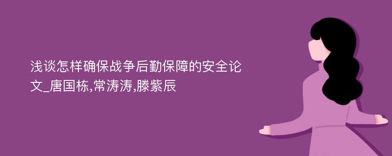 浅谈怎样确保战争后勤保障的安全论文_唐国栋,常涛涛,滕紫辰