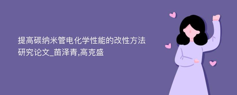 提高碳纳米管电化学性能的改性方法研究论文_苗泽青,高克盛