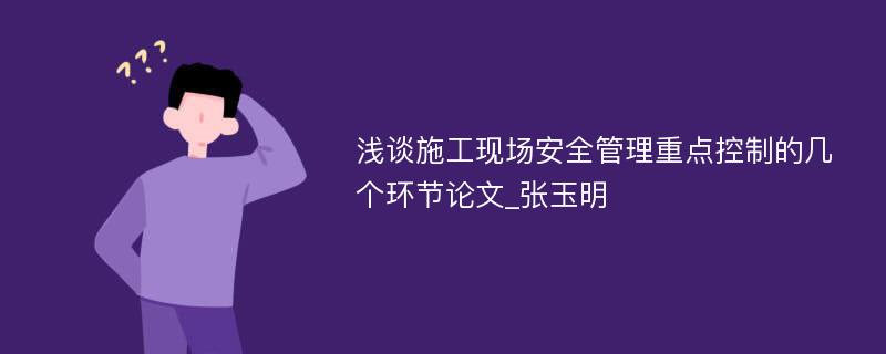 浅谈施工现场安全管理重点控制的几个环节论文_张玉明