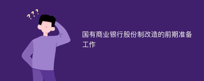 国有商业银行股份制改造的前期准备工作