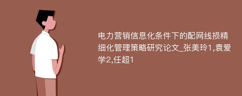 电力营销信息化条件下的配网线损精细化管理策略研究论文_张美玲1,袁爱学2,任超1