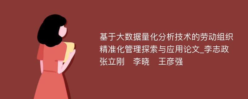 基于大数据量化分析技术的劳动组织精准化管理探索与应用论文_李志政　张立刚　李晓　王彦强