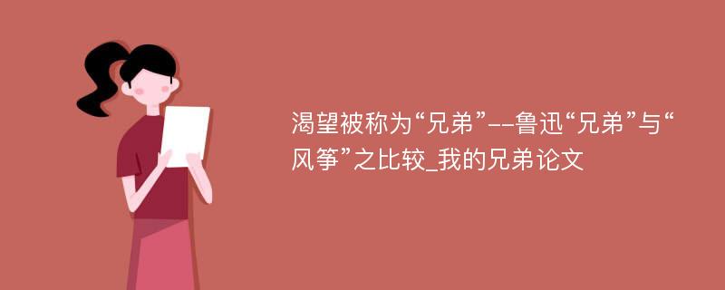 渴望被称为“兄弟”--鲁迅“兄弟”与“风筝”之比较_我的兄弟论文