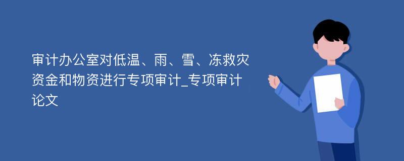 审计办公室对低温、雨、雪、冻救灾资金和物资进行专项审计_专项审计论文