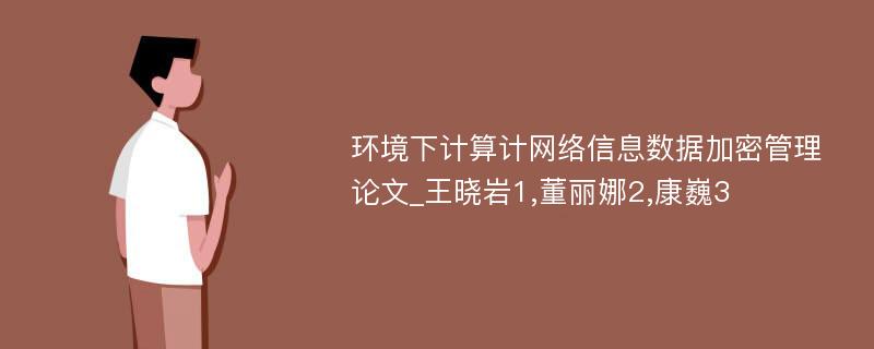 环境下计算计网络信息数据加密管理论文_王晓岩1,董丽娜2,康巍3