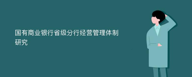 国有商业银行省级分行经营管理体制研究