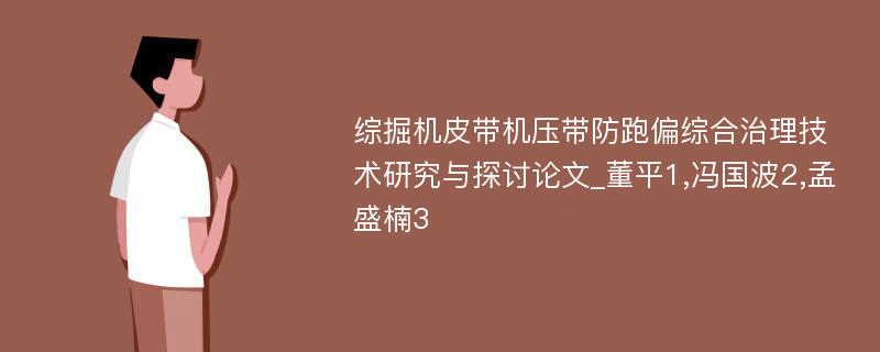 综掘机皮带机压带防跑偏综合治理技术研究与探讨论文_董平1,冯国波2,孟盛楠3