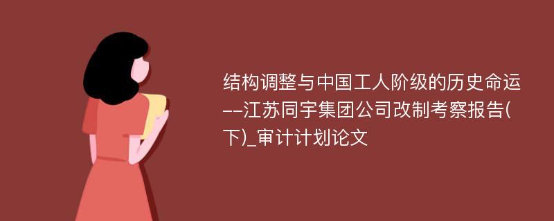 结构调整与中国工人阶级的历史命运--江苏同宇集团公司改制考察报告(下)_审计计划论文