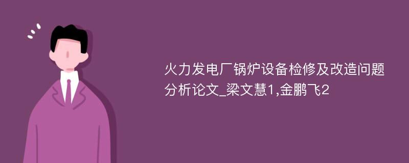 火力发电厂锅炉设备检修及改造问题分析论文_梁文慧1,金鹏飞2