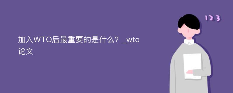 加入WTO后最重要的是什么？_wto论文