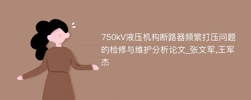 750kV液压机构断路器频繁打压问题的检修与维护分析论文_张文军,王军杰