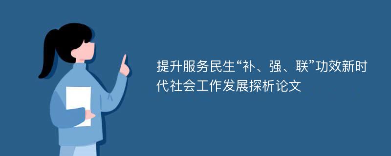 提升服务民生“补、强、联”功效新时代社会工作发展探析论文