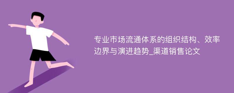 专业市场流通体系的组织结构、效率边界与演进趋势_渠道销售论文