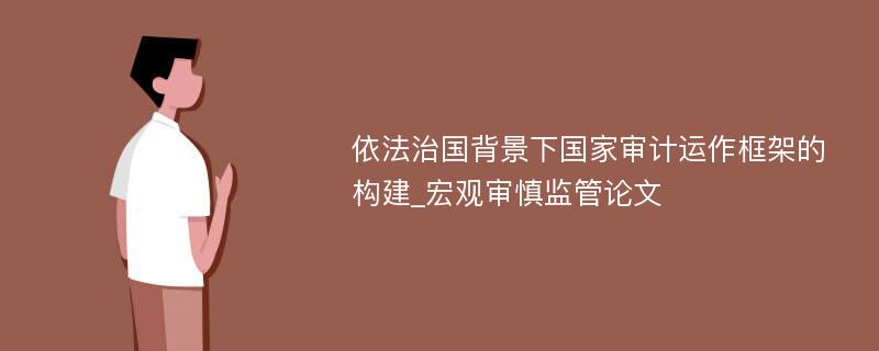 依法治国背景下国家审计运作框架的构建_宏观审慎监管论文