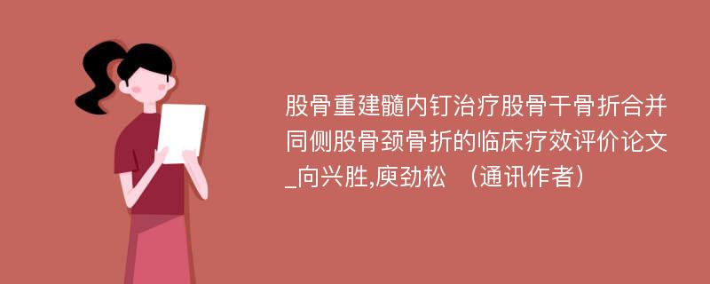 股骨重建髓内钉治疗股骨干骨折合并同侧股骨颈骨折的临床疗效评价论文_向兴胜,庾劲松 （通讯作者）