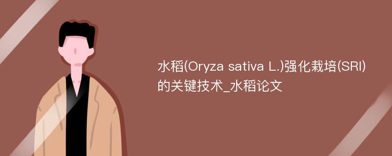 水稻(Oryza sativa L.)强化栽培(SRI)的关键技术_水稻论文