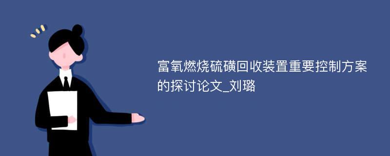 富氧燃烧硫磺回收装置重要控制方案的探讨论文_刘璐